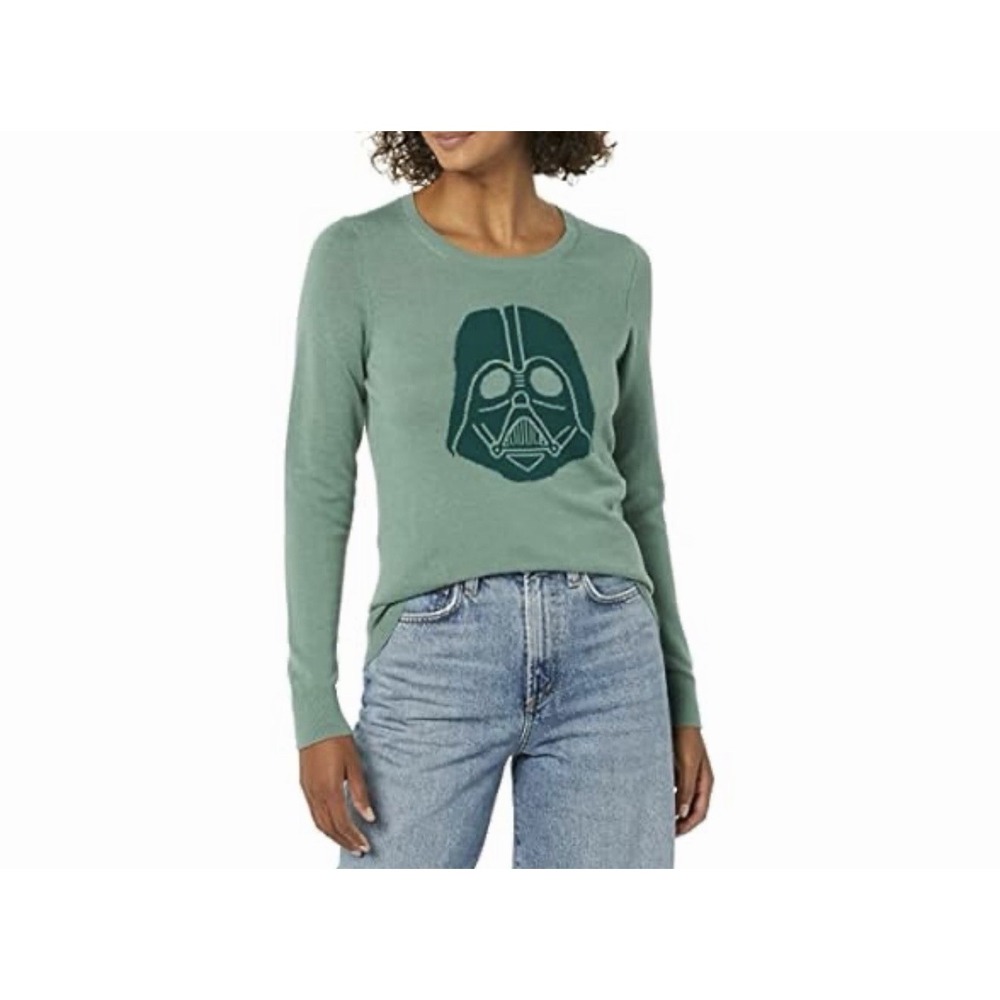 NEW Star Wars Darth Vader Sweater Women Sz XS Crewneck‎ Lightweight Green Casual